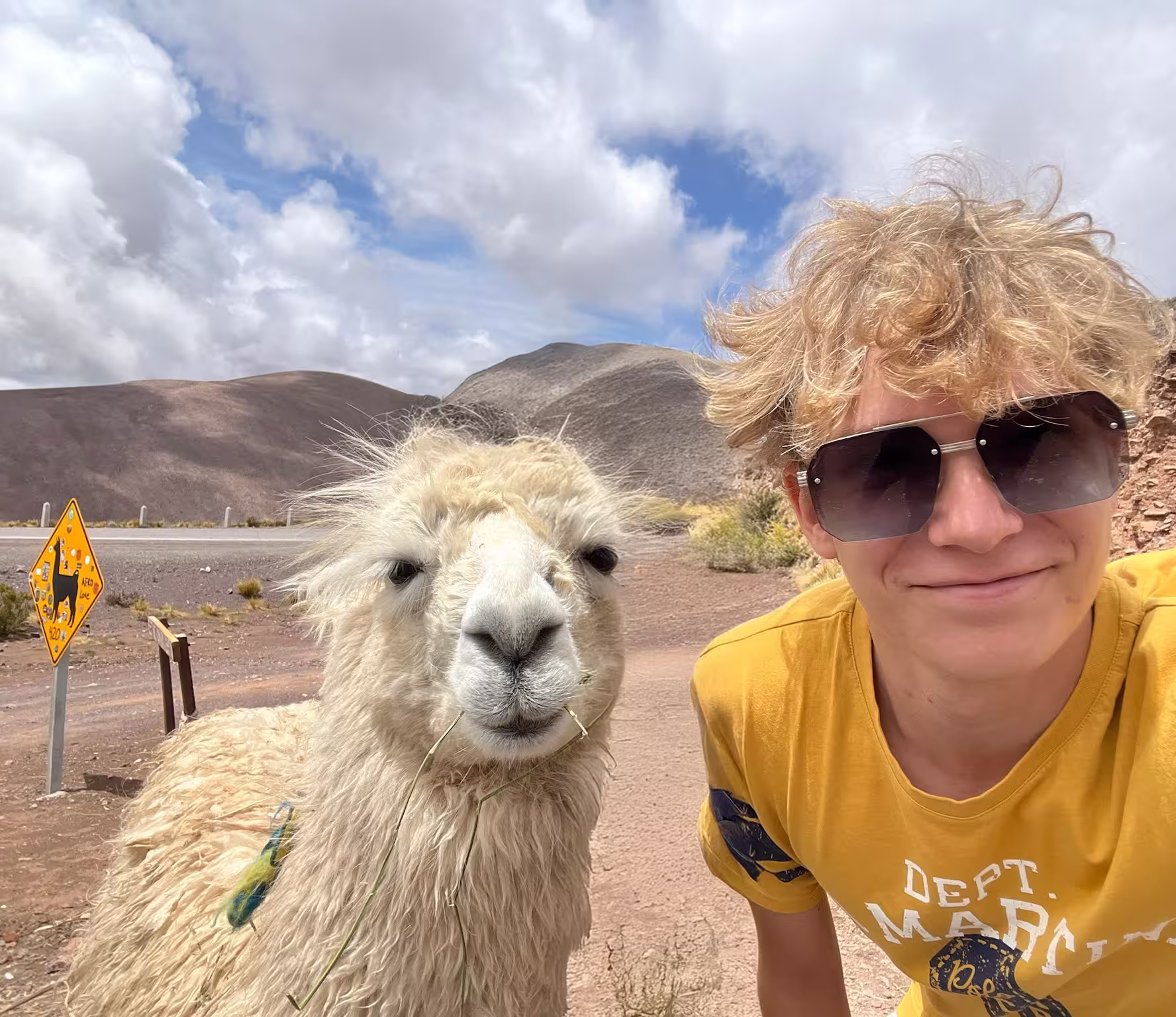Daniel with a Lama in north Argentina
